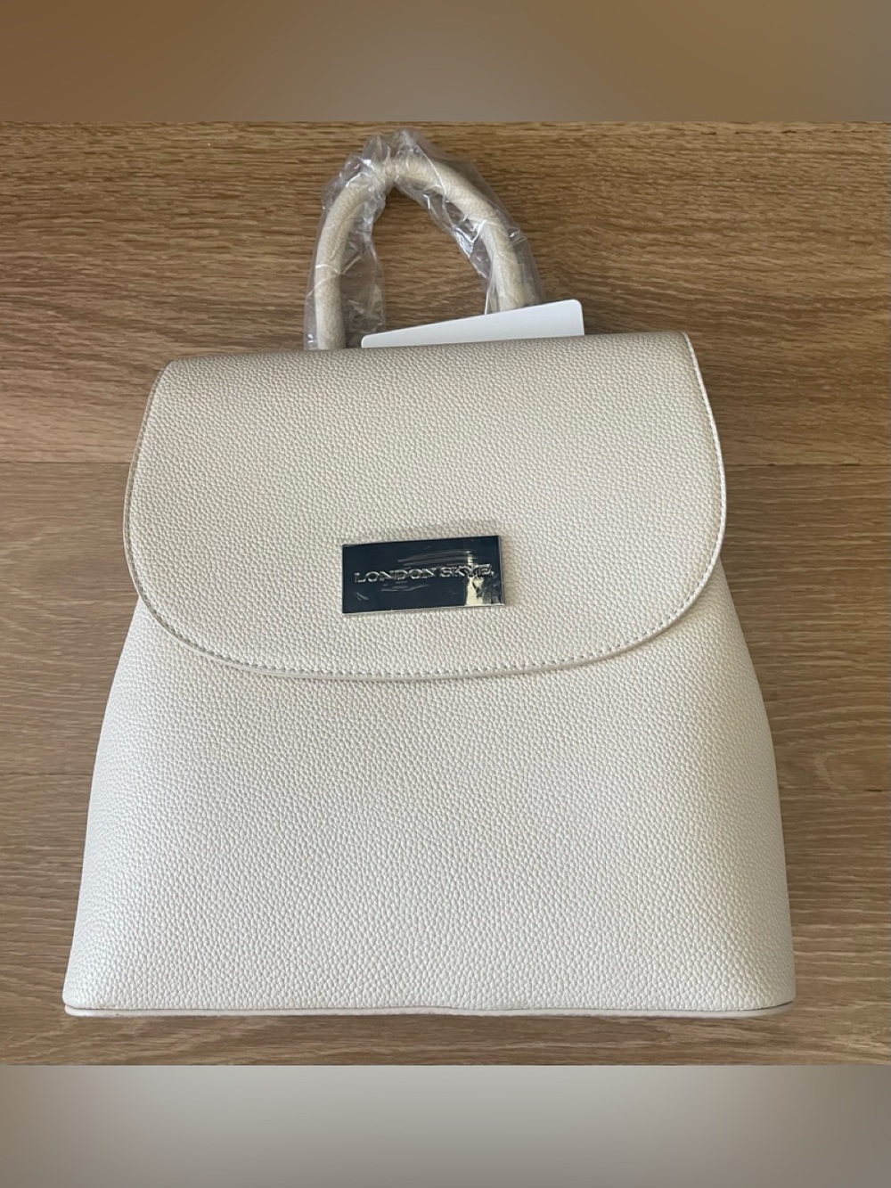 Soft Beige Top-Handle Backpack